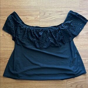 Elegant Black Off-Shoulder Women's Swim Top